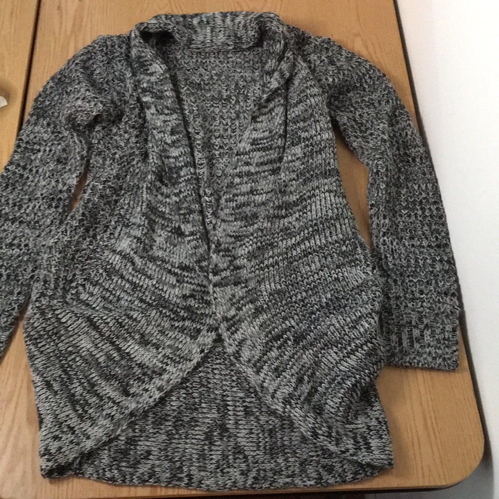 Bin 18 Womens Cardigan Stretchy Soft Warm Comfy & Cozy Gray/Black Size Small